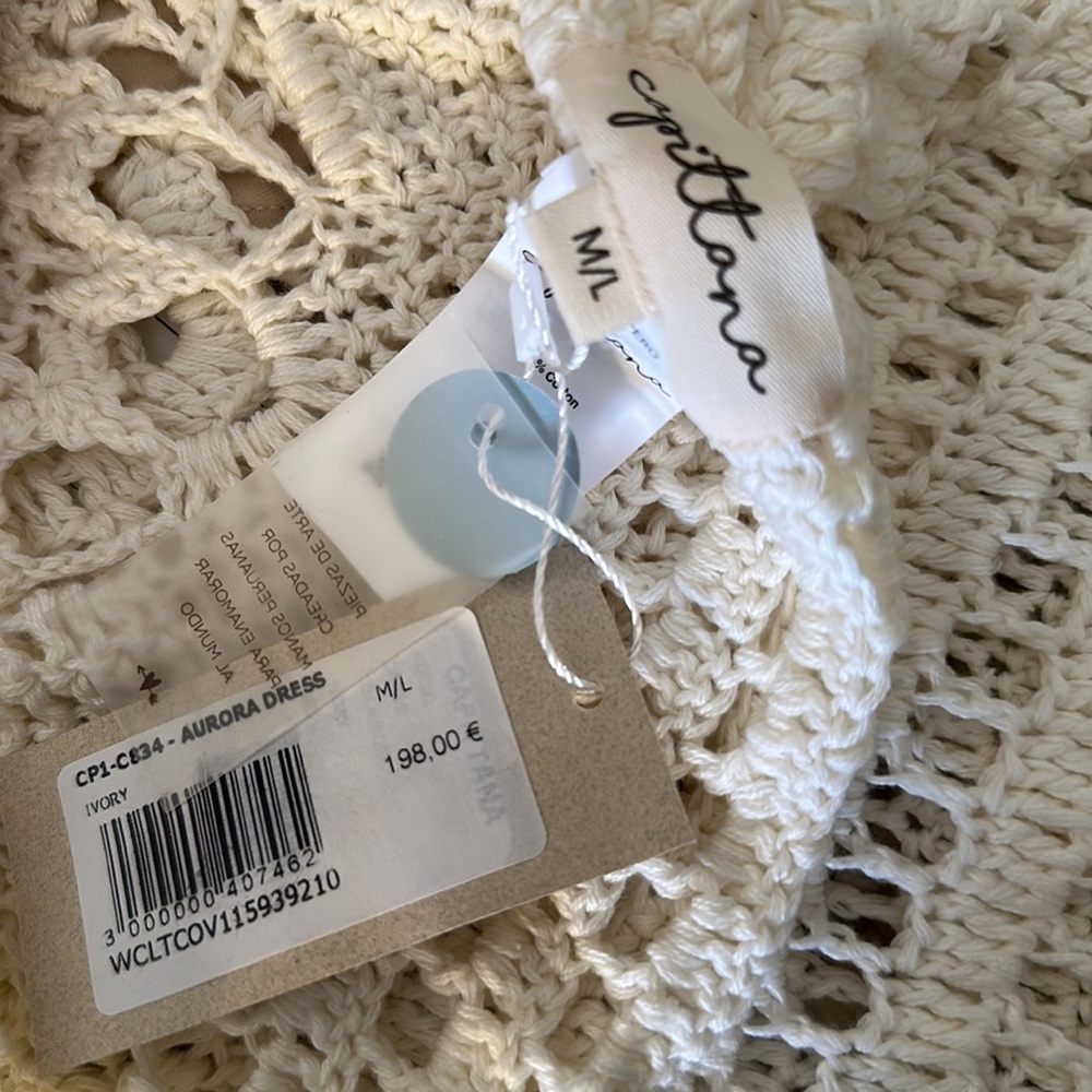 NWT - CAPITTANA - Aurora Crochet Cotton Halter Mini Dress Sz: M/L - Picture 7 of 7